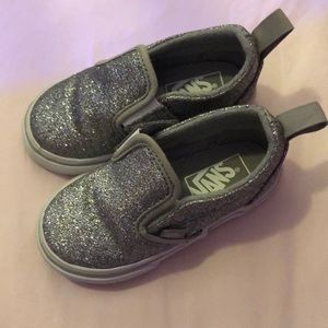 Silver glitter slip on Vans